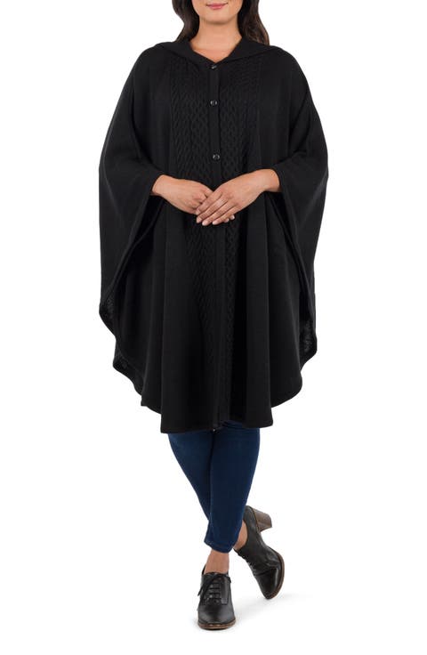 Hooded Button Front Cape