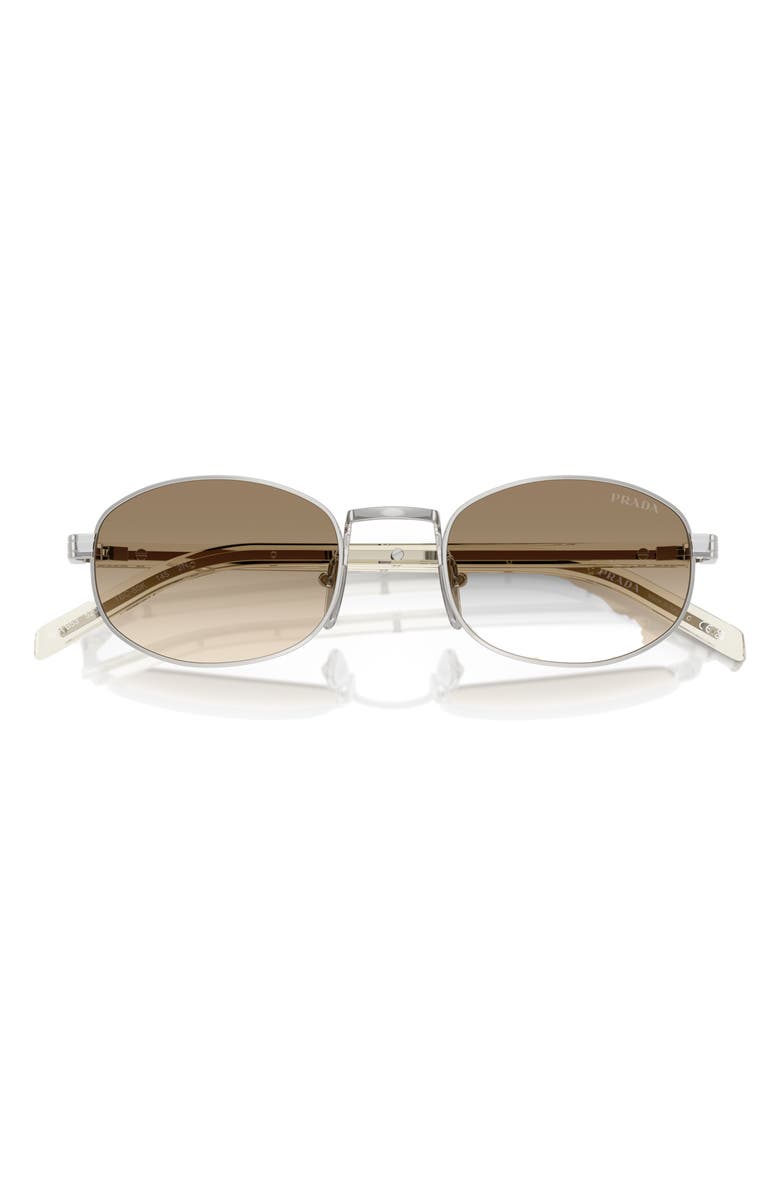 Prada 52mm Oval Sunglasses, Alternate, color, Metallic Silver