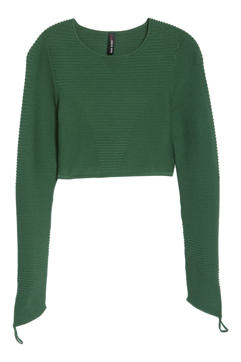 Rib Crop Long Sleeve Top, Alternate, color, ARMY