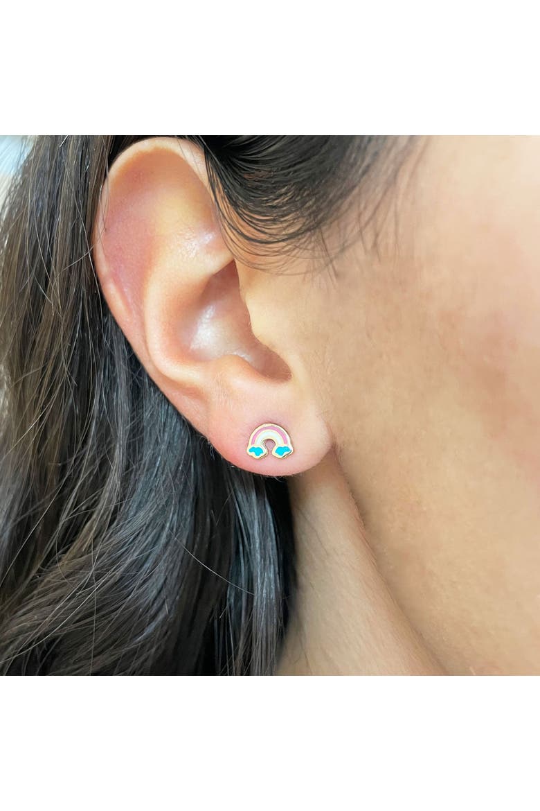 Rainbow Enamel Stud Earrings, Alternate, color, Enamel/Yellow Gold