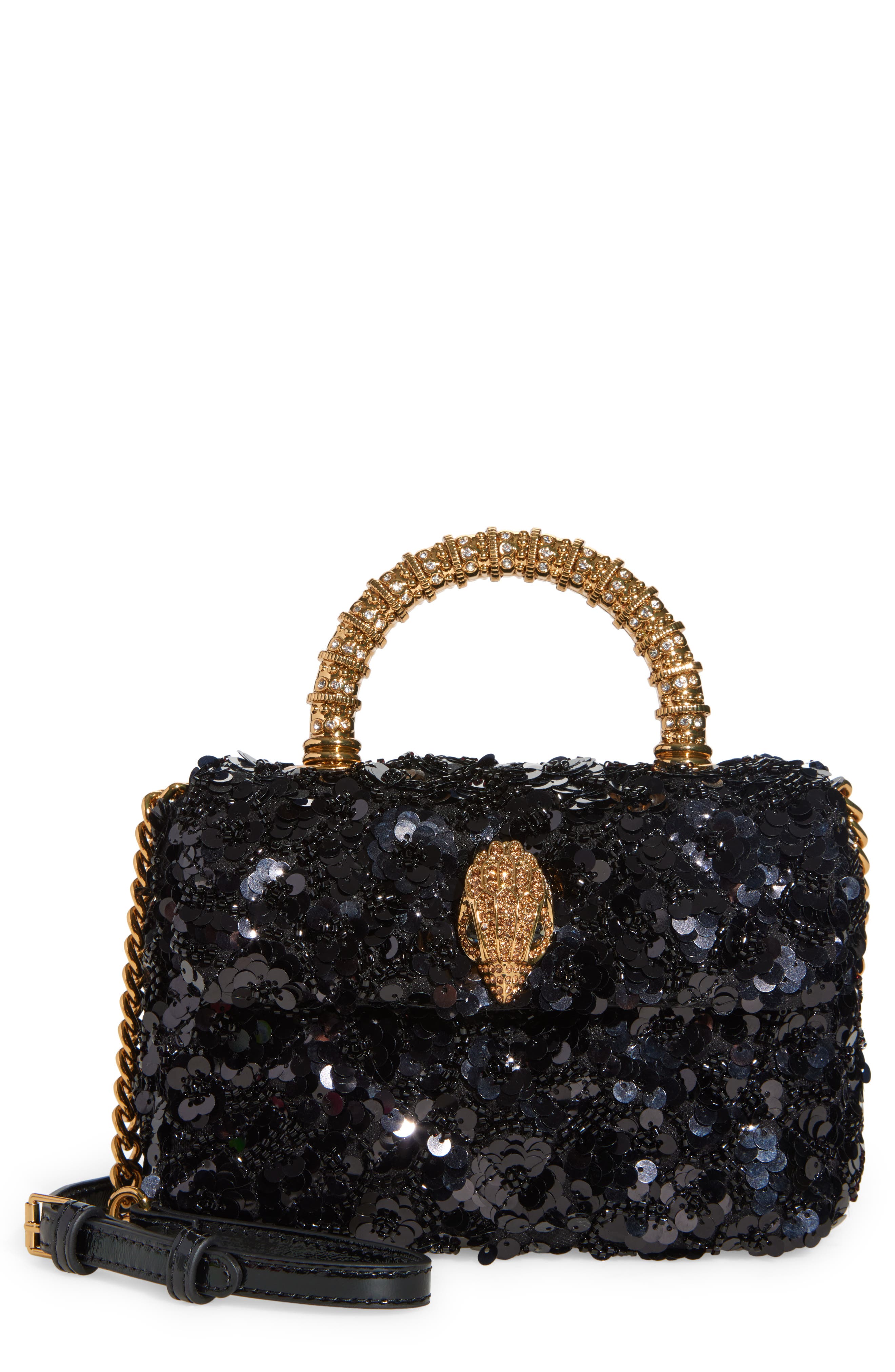 Kurt Geiger London Mini Kensington Sequin Top Handle Bag, Main, color, Charcoal
