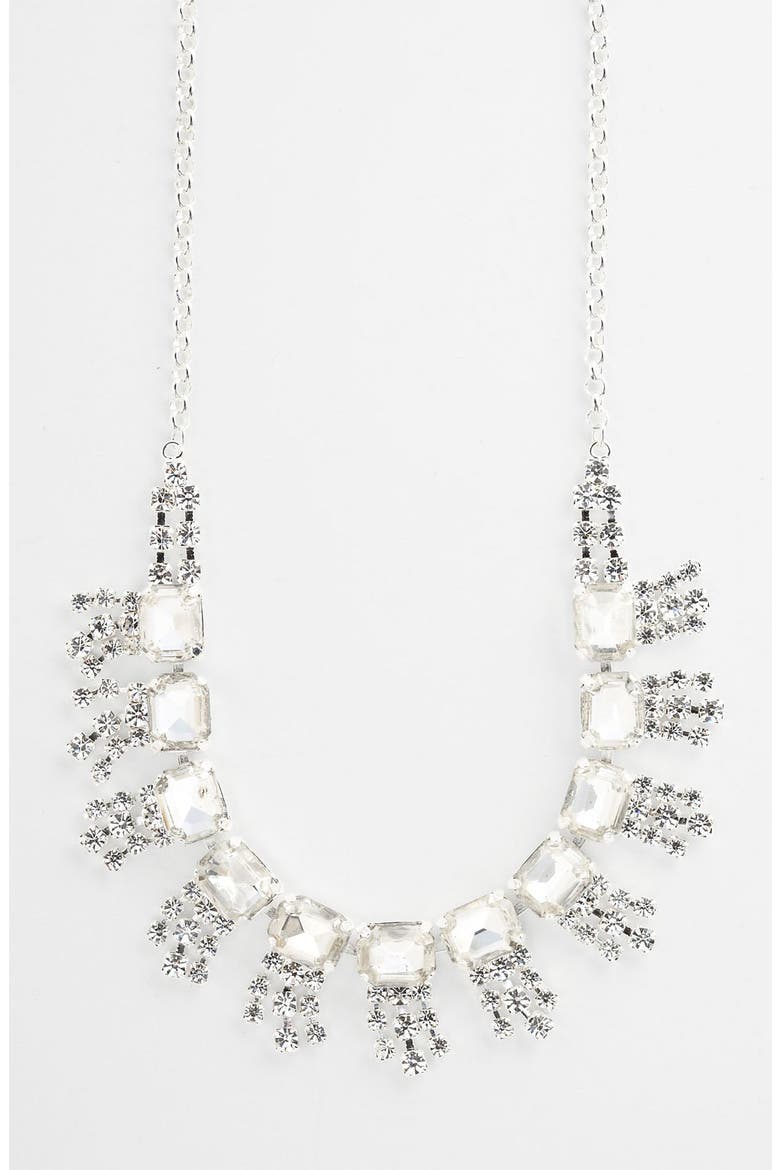 Bib Necklace, Main, color, SILVER/ CLEAR