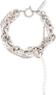 Justine Clenquet Salem Imitation Pearl Mixed Chain Bracelet