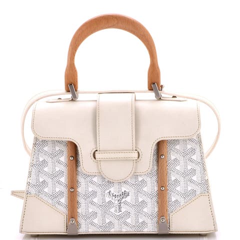 Structured Saigon Top Handle Bag Coated Canvas with Leather Mini