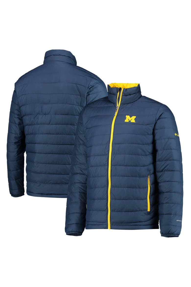 Men's Columbia Navy Michigan Wolverines Powder Lite Omni-Heat Reflective Full-Zip Jacket, Alternate, color, Navy