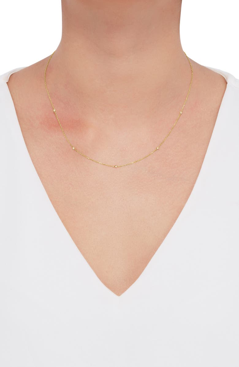 Frankie & Zoe 14K Yellow Gold Bezel Diamond Station Chain Necklace, Alternate, color, Yellow Gold