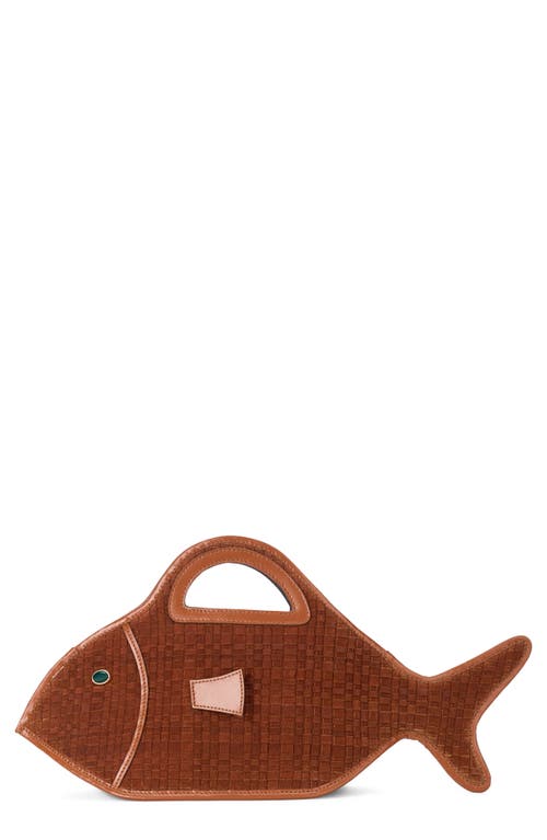 STAUD Cleo Leather Fish Bag in Tabac at Nordstrom