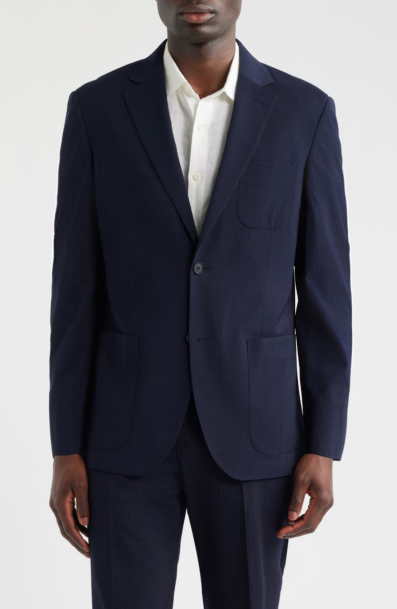 Nordstrom Henrik Trim Fit Navy Silk Seersucker Suit, Alternate, color, Navy Dylan Seersucker