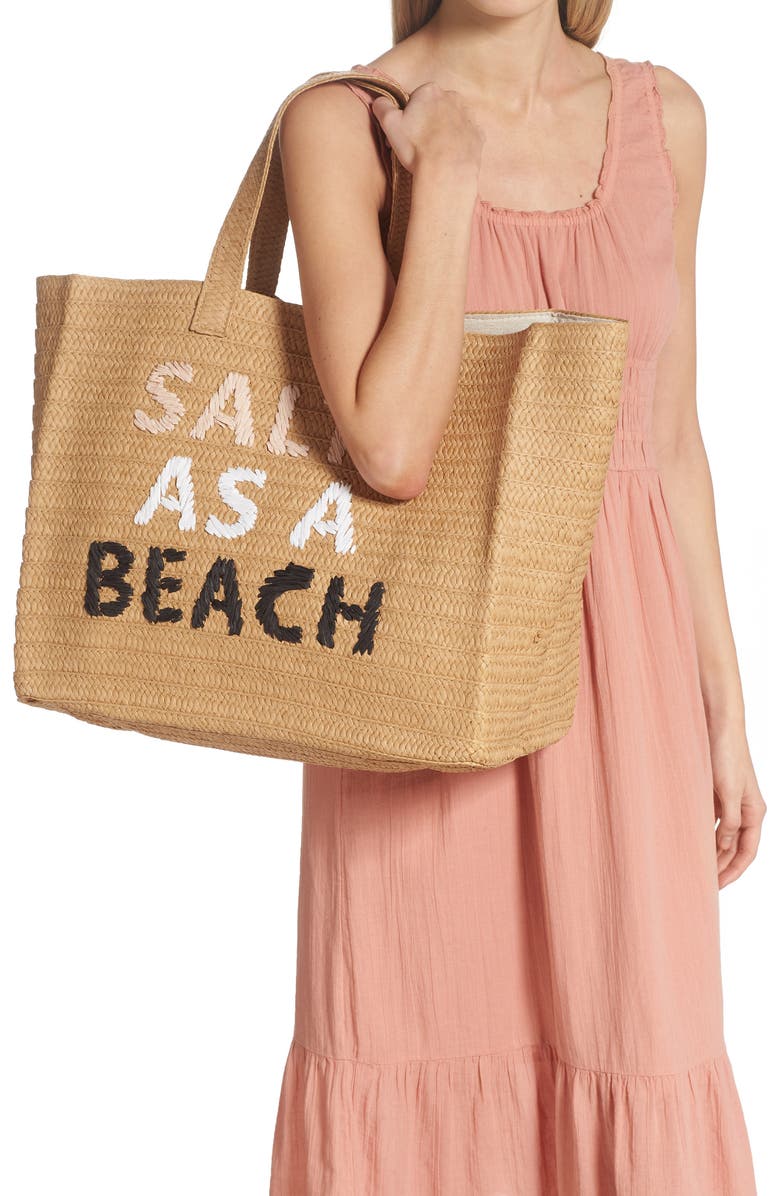 BTB Los Angeles Salty as a Beach Straw Tote, Alternate, color,