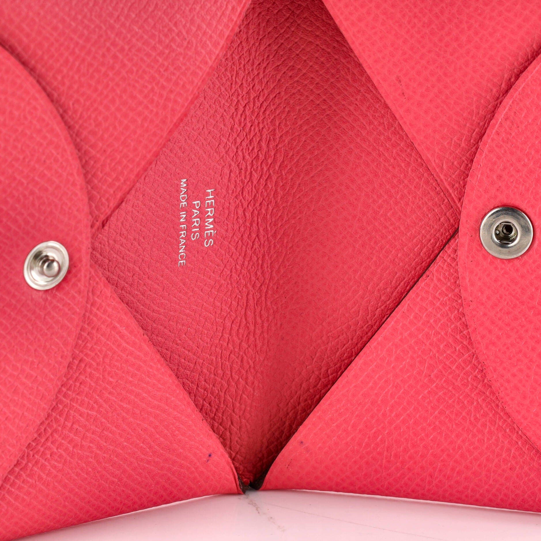 Pre-Owned Hermes Calvi Duo Card Holder Epsom, Alternate, color, Rose Lipstick