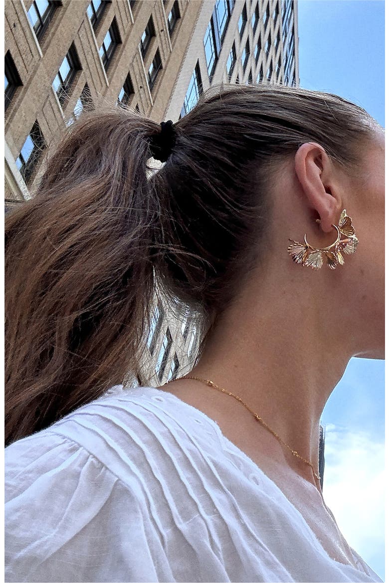 Fiorella Floral Hoop Earrings, Alternate, color, GOLD