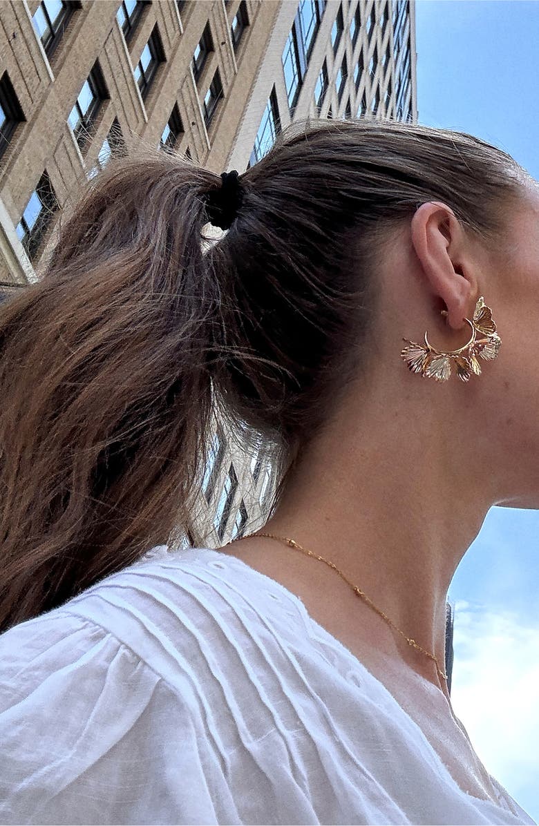 BaubleBar Fiorella Floral Hoop Earrings, Alternate, color,