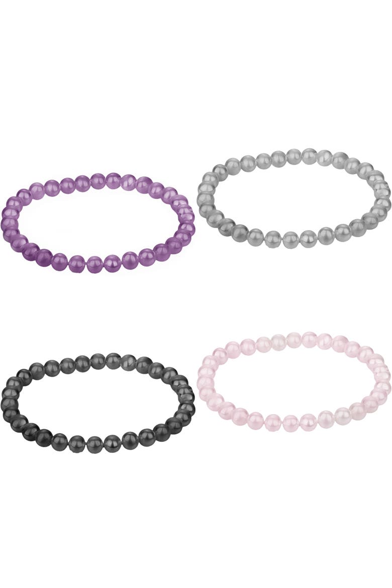 4 Pack Pearl Bracelets, Main, color, Black