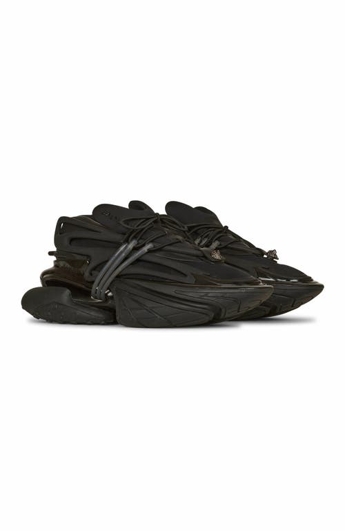 Balmain Neoprene And Leather Low-top Unicorn Sneakers In Black