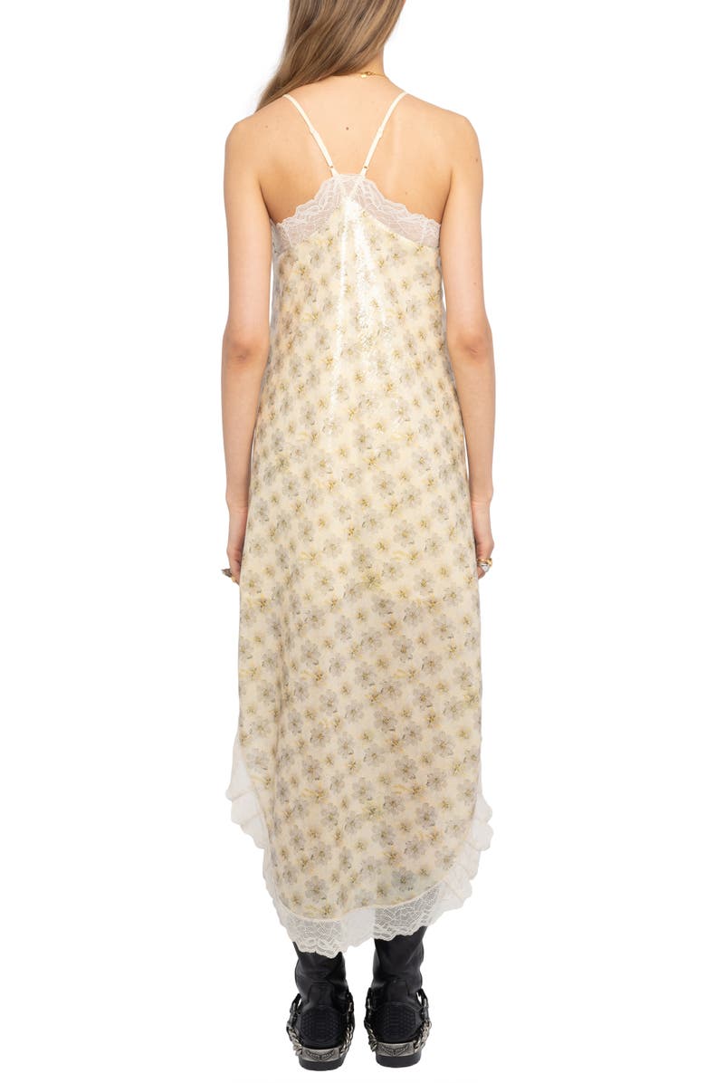Zadig & Voltaire Ristyl Mirror Flowers Sequin Slipdress, Alternate, color, Vanille
