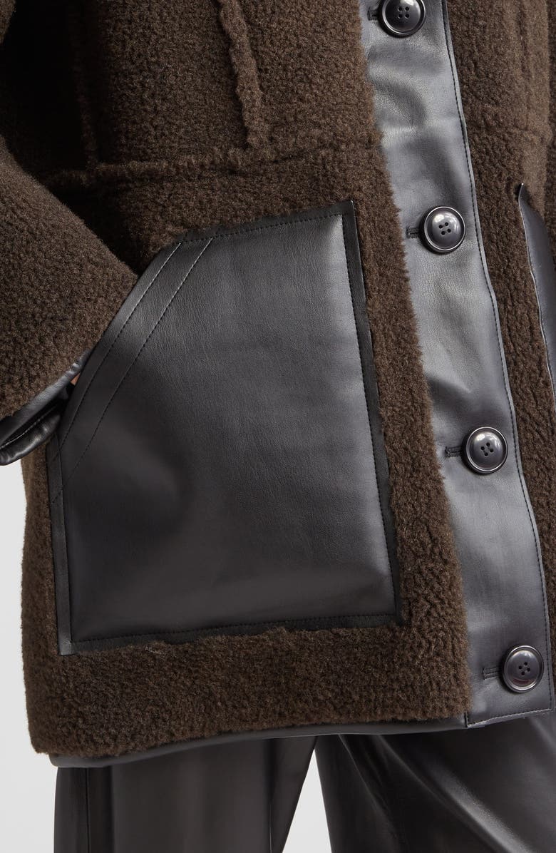 Stand Studio Tory Faux Shearling Jacket with Faux Leather Trim, Alternate, color,