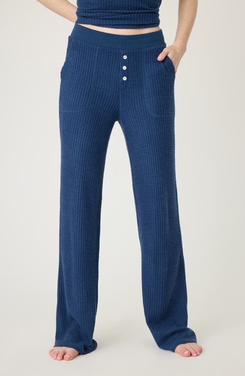 Pj Salvage Morning Waffle Knit Pajama Pants In Blue