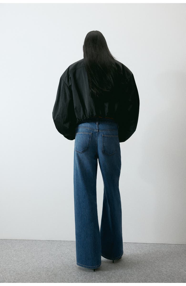 H&M Wide Regular Side-striped Jeans, Alternate, color, Denim Blue/Dark Blue