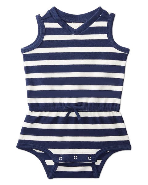 Baby and Toddler Boys Striped Stretch Cotton Terry Sleeveless Romper