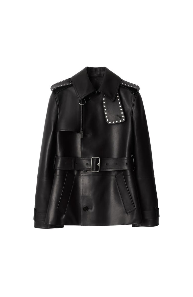 Burberry Leather Trench Jacket, Alternate, color,