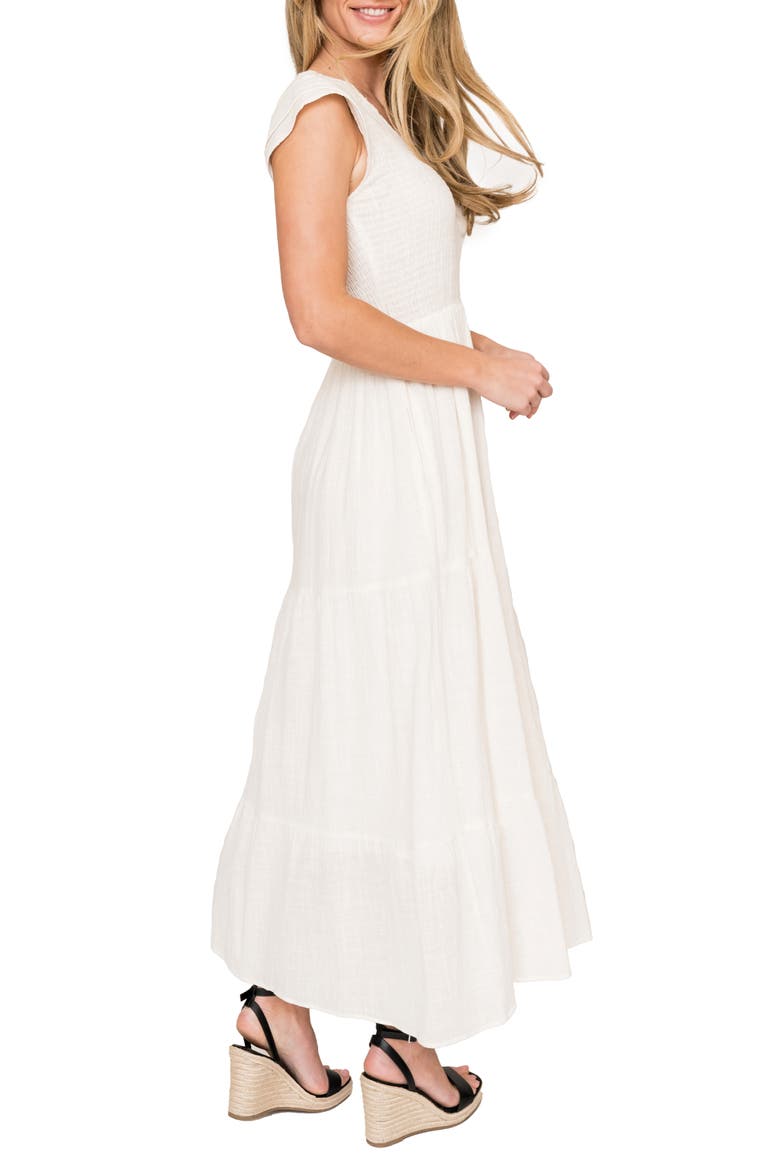 Flutter Sleeve Cotton Gauze Maxi Dress, Alternate, color, OFF WHITE