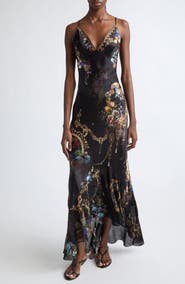 Camilla V-Neck Flounce Hem Slip Dress