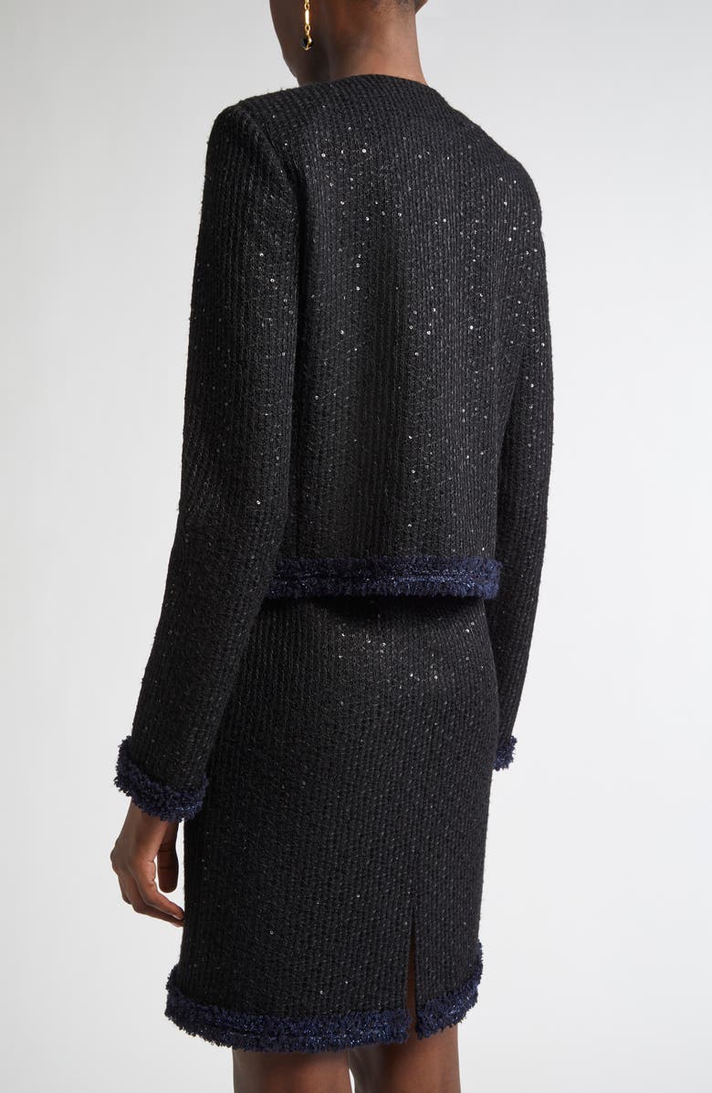 ST. JOHN Sequin Tweed Knit Jacket, Alternate, color, Black/ Navy