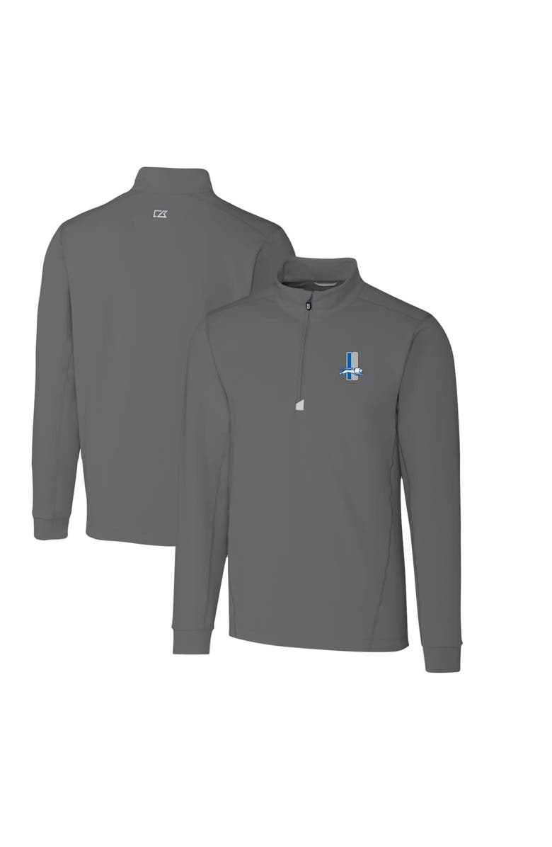 Cutter & Buck Men's Cutter & Buck Steel Detroit Lions Throwback Logo Traverse Stretch Quarter-Zip Big & Tall Pullover Top, Main, color, 