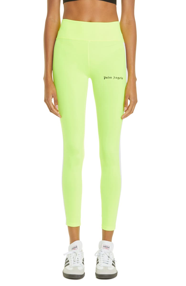 Palm Angels Logo Stripe Crop Leggings, Main, color,