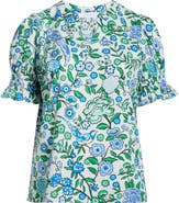 SUGARLIPS Merryn Floral Split Neck Cotton Top