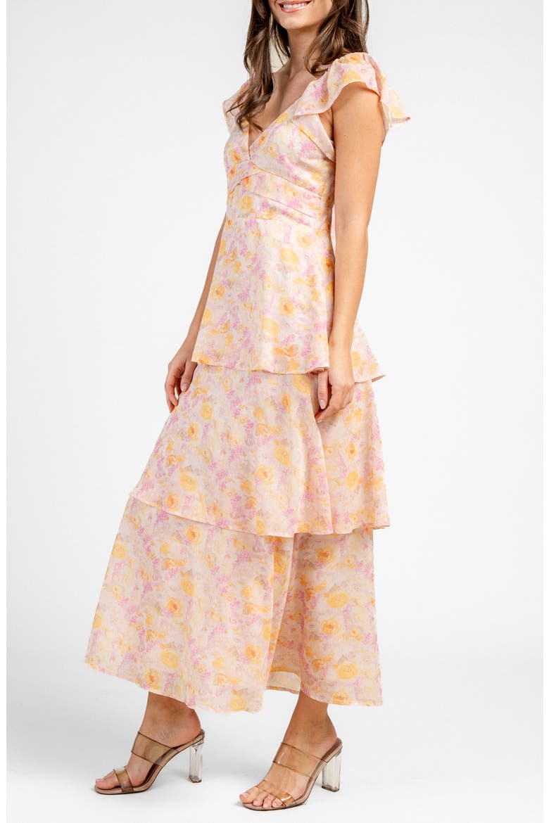 Floral Tiered Maxi Dress, Alternate, color, YELLOW FLORAL