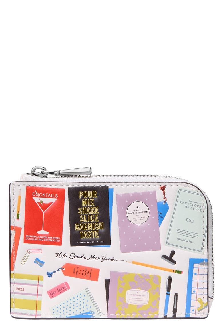 Best Seller Mini Zip Card Case, Main, color, CREAM MULTI