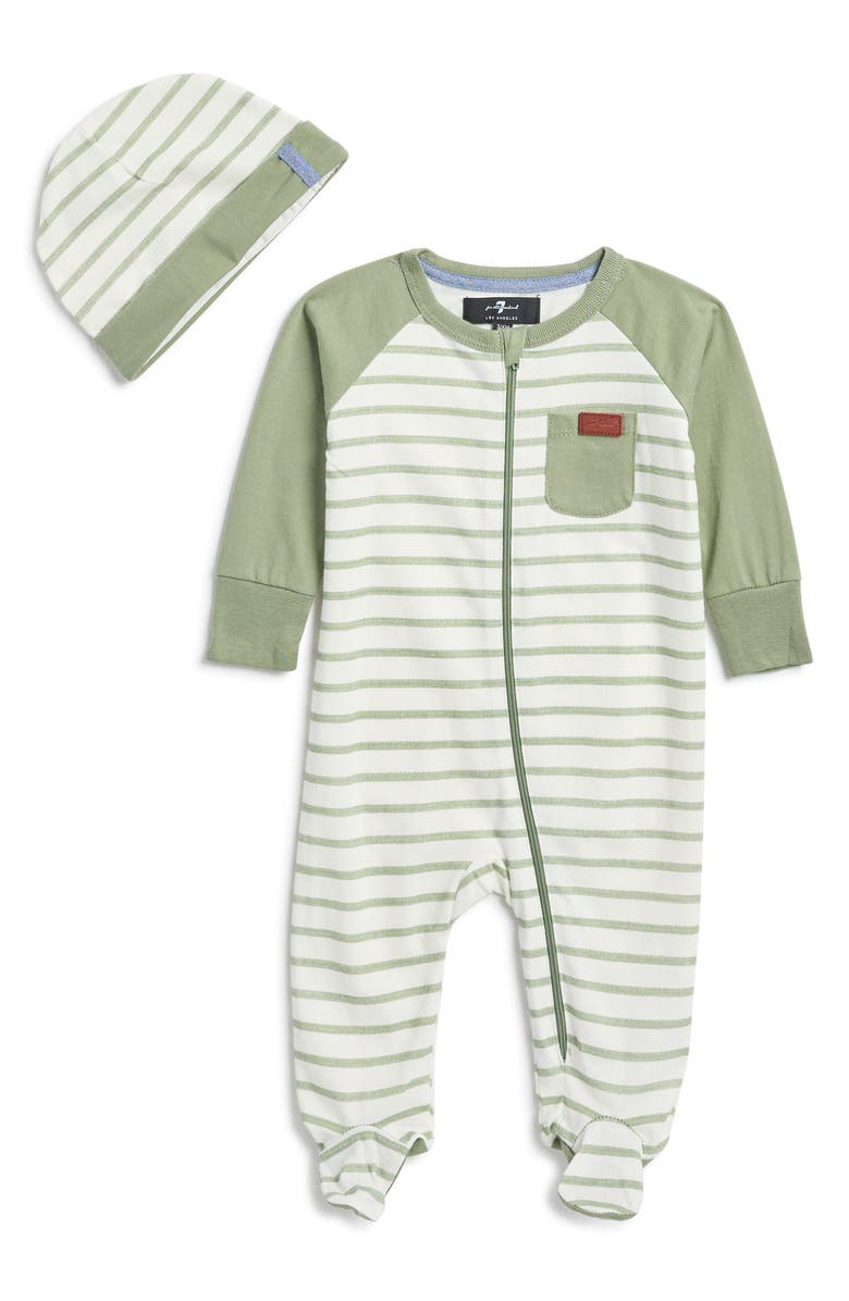 7 For All Mankind Footie & Cap Set, Main, color, 