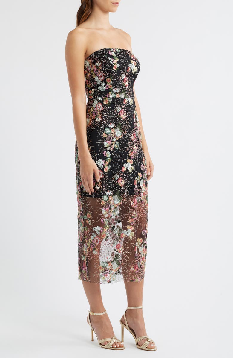 Sam Edelman Floral Sequin Strapless Midi Dress, Alternate, color,
