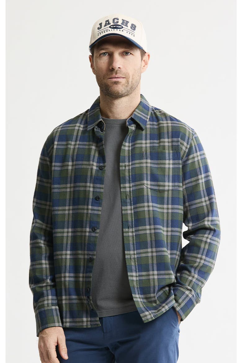 Manor Stretch Flannel Button-Down Shirt, Main, color, Green