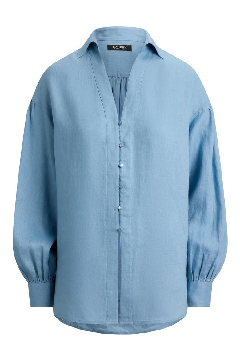Relaxed Fit Linen Button-Up Shirt, Alternate, color, BLUE NOTE