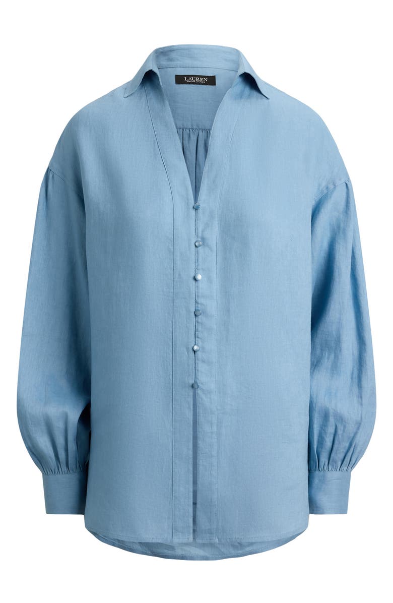 Lauren Ralph Lauren Relaxed Fit Linen Button-Up Shirt, Alternate, color, Blue Note