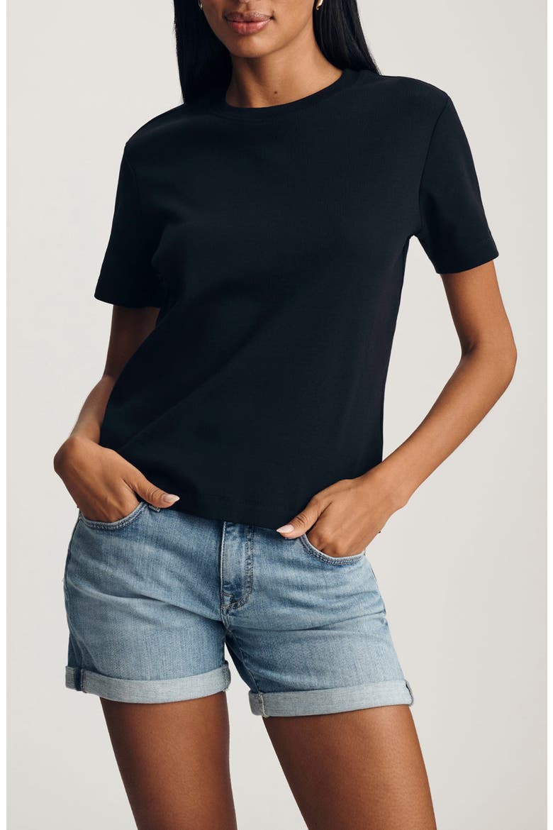 Nina Crewneck Cotton T-Shirt, Main, color, BLACK