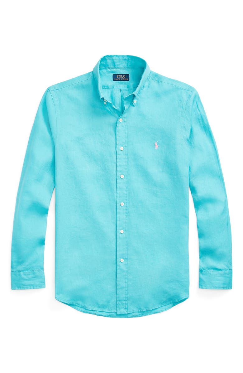 Polo Ralph Lauren Solid Linen Button-Down Shirt, Alternate, color, 