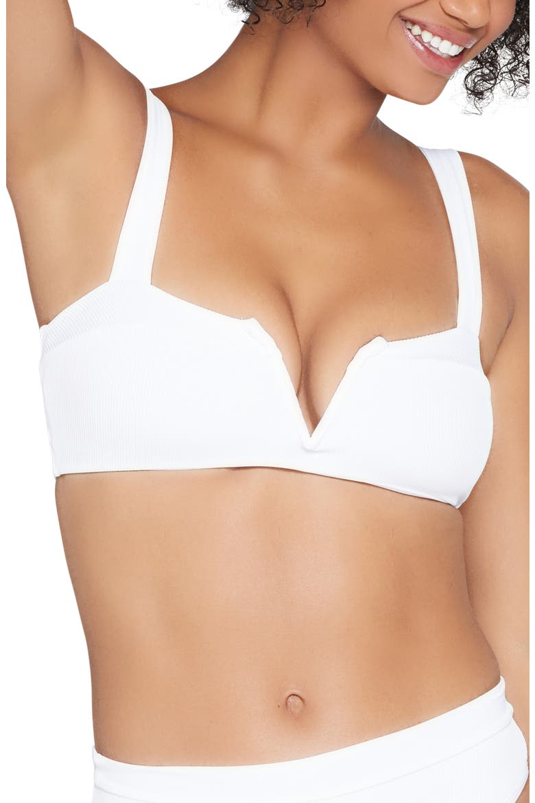 L Space Lee Lee Ribbed Bikini Top, Main, color, WHITE
