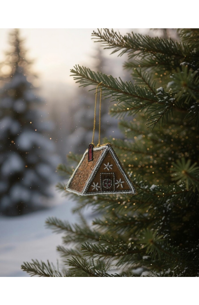 Pillowpia Gingerbread Cabin Ornament Set, Alternate, color, Gingerbread