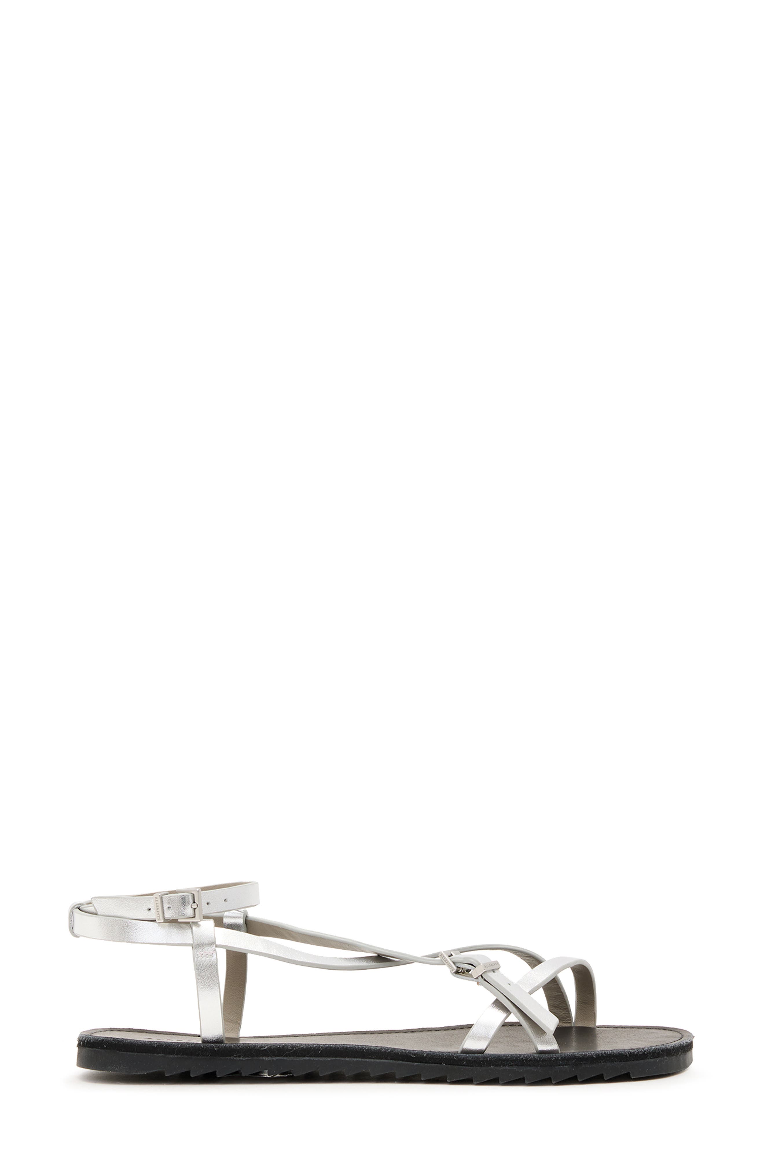 AllSaints Tyla Ankle Strap Sandal, Alternate, color, Silver