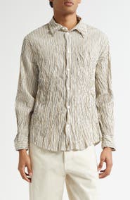 Bottega Veneta Crushed Technical Cotton Poplin Button-Up Shirt