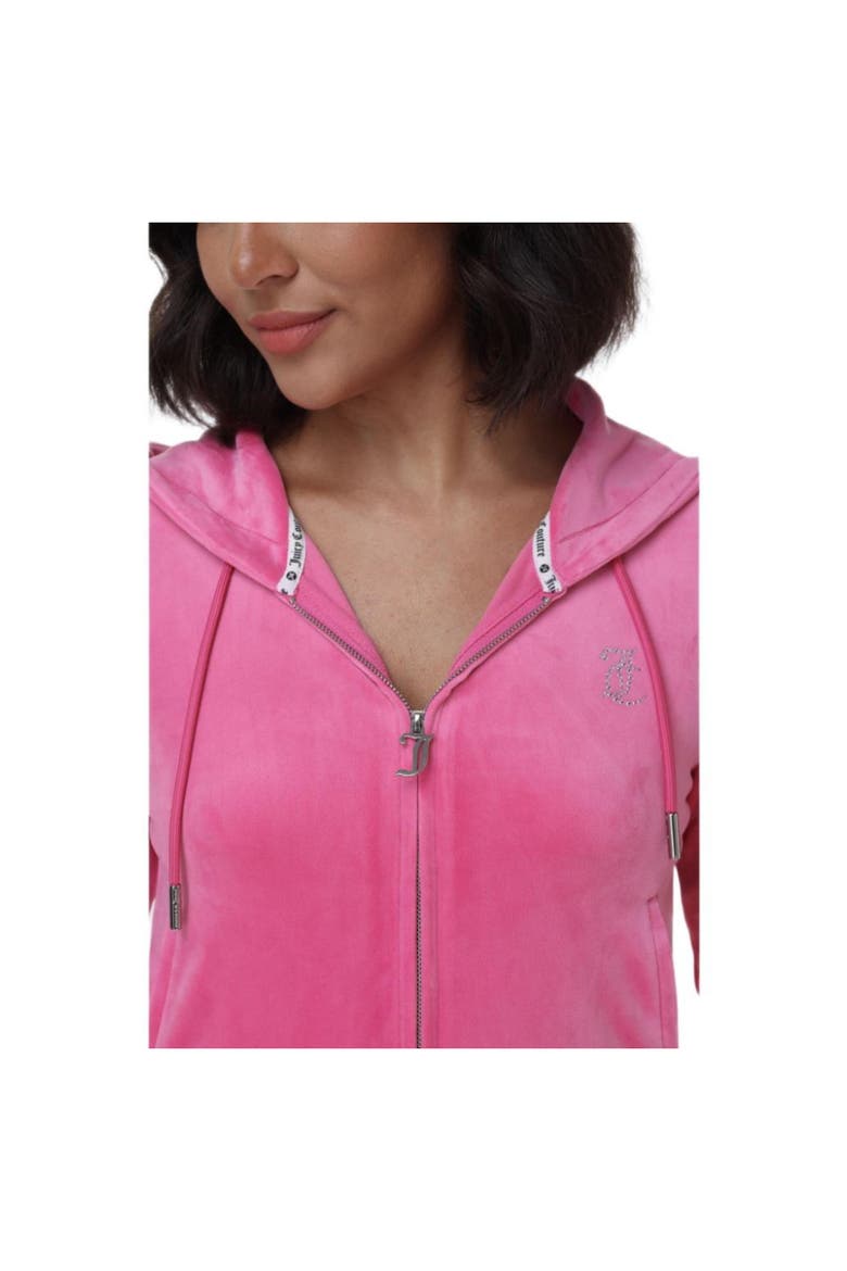 Luxe Velour Zip Hoodie with Rhinestone Bling, Bubblegum, Alternate, color, BUBBLEGUM
