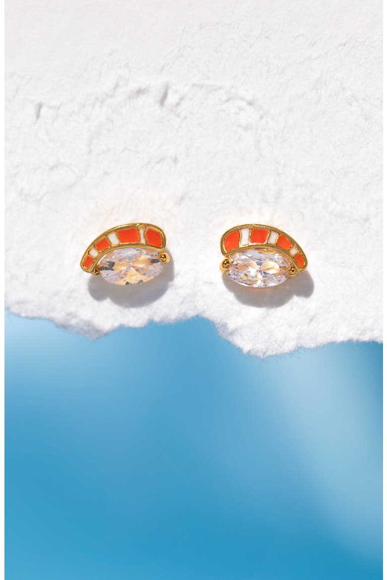 Salmon Nigiri Stud Earrings, Alternate, color, GOLD