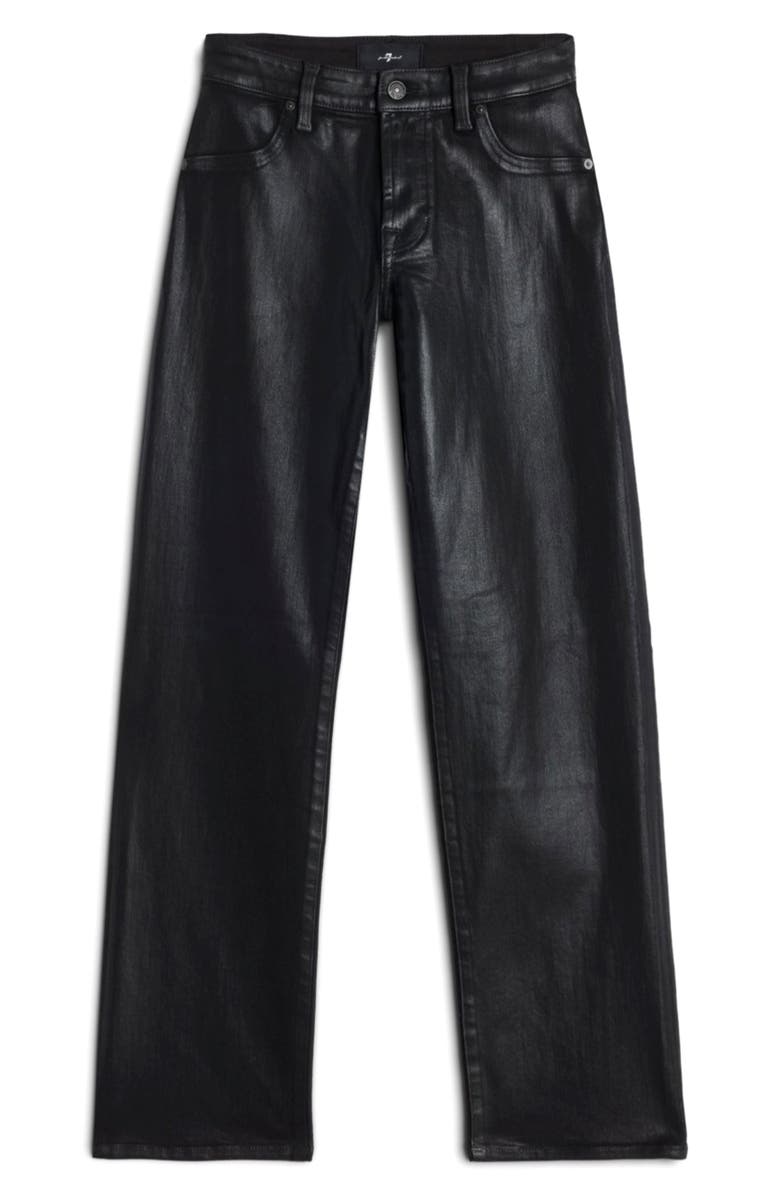 Seven Calie Coated Mid Rise Straight Leg Jeans, Alternate, color, Coated Black