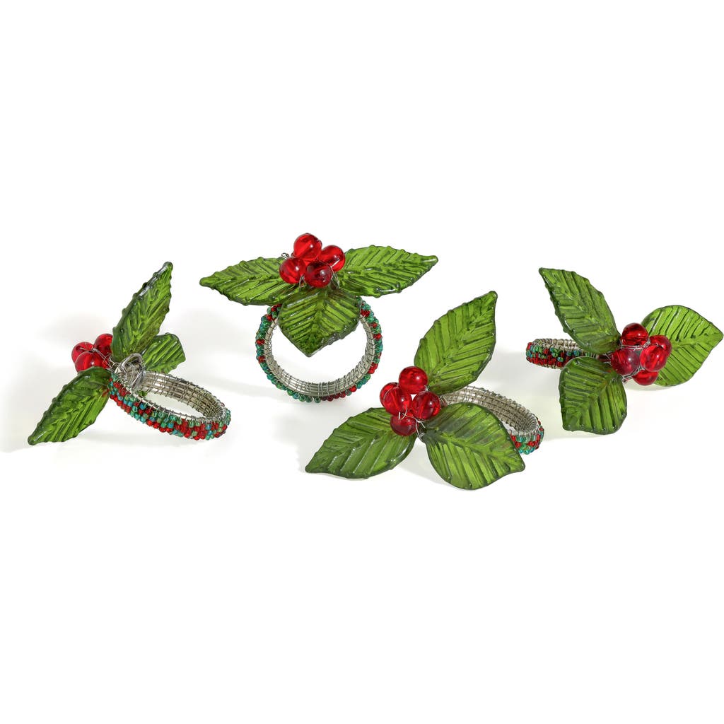 Tiramisu Natures Harmony Set Of 4 Napkin Rings In Green/red