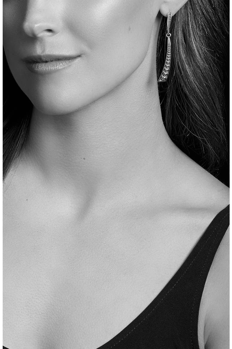 Signature Caviar Curved Linear Drop Earrings, Alternate, color, SILVER