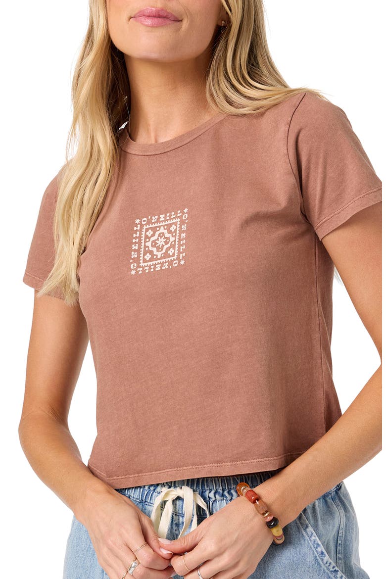 Radiant Cotton Crop Graphic T-Shirt, Alternate, color, CAROB BROWN