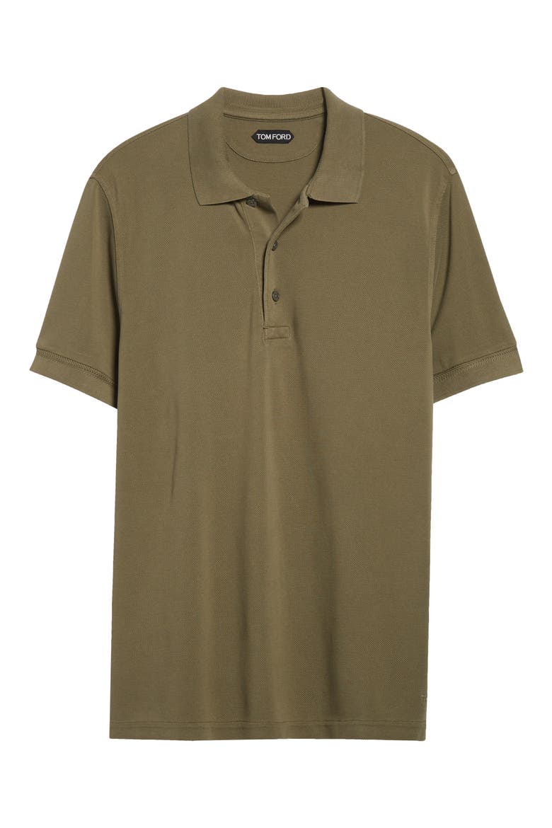 Lyocell & Cotton Piqué Polo, Main, color, PALE ARMY
